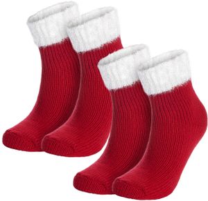 BRUBAKER 2 balenia teplých dámskych ponožiek - nadýchané vianočné ponožky - pohodlné ponožky do postele - zimné ponožky s trblietavým pásom - zimný darček na Vianoce, farba: červená, veľkosť: 39-42