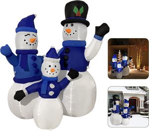 ACXIN Aufblasbarer Schneemann - 125cm Schneemann Familie, Aufblasbare Weihnachtsdeko mit Eingebauten LEDs, Geräuscharmes Gebläse