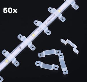 50x Befestigungs-Clips Wand-Halterung für LED Leuchtstreifen, Lichterkette universal bis 16mm Breite, 2 Montagelöcher für Schrauben zur Befestigung