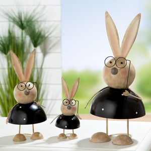 GILDE Wackelfigur, Hase, "Flipp", gepunktet, Metall, schwarz, , L. 16 cm, B. 18 cm, H. 37 cm 20474