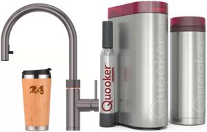 »QUOOKER FLEX Zugauslauf Gunmetal PVD VAQ PRO3 mit CUBE 2 *Der Wasserhahn, der alles kann! (3XGMECUBE)« (2-St) 100°C Kochendwasserhahn mit Trinkwasser