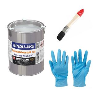 Bindulin 670 ml Ak5 PVC Kleber, Planenkleber Kaltschweißkleber, Kunststoffkleber   Dose inkl. 1 Pinsel und Nitrilhandschuhe