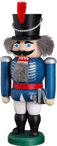 Holz Figur Nussknacker Husar 21 cm Original Erzgebirge, Farbe:blau