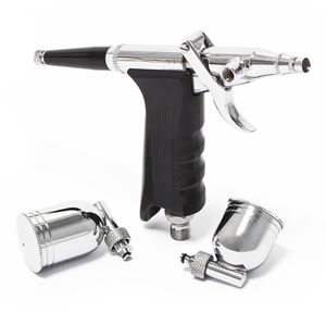 Wiltec Airbrush Pistole Typ 116 LN-116K mit Double Action Funktion, Nadel und Düse Ø 0,3 mm, 2 Farbbecher, Adapter für Modellbau, Nailart usw.