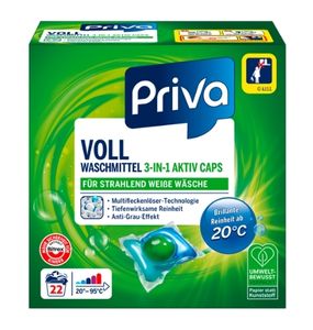Kombinovaný prací gel Priva Triple Aktiv - účinná ochrana, osvěžení a dokonalá čistota. Pro 22 prádel.