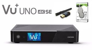 Vu+ Uno 4K SE 1x DVB-S2 FBC Sat Receiver Twin Tuner  + 2 TB HDD Festplatte + 600Mbit/s Wlan USB