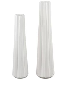 2er Set Bodenvasen MATTWEISS RELIEF H. 55 + 65cm matt weiß aus Keramik Formano