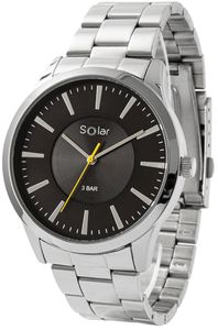 Solar-Armbanduhr Herren, Edelstahl-Uhrband
