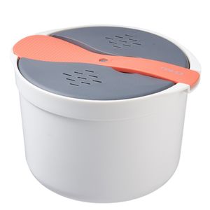 1 SET 2L Reis Dampfkontopf Nahrungsqualität Einfach zu reinigen Büroangestellte tragbare Mikrowellen Reiskocher Küchenkochgeschirr-Orange