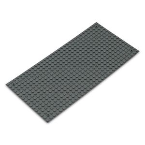 Platte 25,5cm x 12,25cm / 16x32 Pins, Große Grund- Bauplatte für Lego, Q-Bricks, MY, Sluban kompatibel, Grund-Platte, Dunkel-Grau für Straße