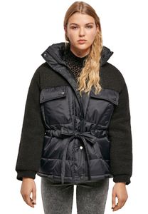 Urban Classics TB3768  Ladies Sherpa Mix Puffer Jacket, Größe:3XL, Farbe:Black