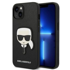 Karl Lagerfeld Schutzhülle für Apple iPhone 14 Schwarz Saffiano Ikonik Hülle Case Cover Etui