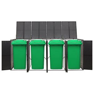 vidaXL Mülltonnenbox für 4 Tonnen Schwarz 274x80x117 cm Poly Rattan