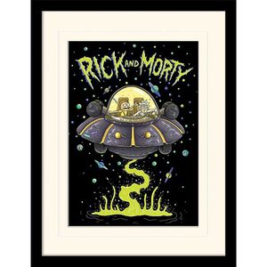 Pyramid International Rick and Morty Collector Print Poster im Rahmen Ufo (white background)