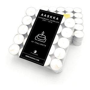 AASKKA 50x Stück Teelichter Großpackung mit 8 Stunden Brenndauer (Transparent) - Langzeit Teelicht Kerzen - Teelichtkerzen Set, Tealight langanhaltend