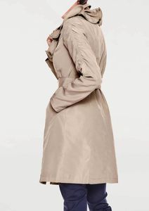 ASHLEY BROOKE Damen Designer-Trenchcoat m. Volant, sand, Größe:36