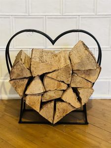 Kaminholz Regal "Herz" aus Metall, schwarz, Holzständer, Holzlager