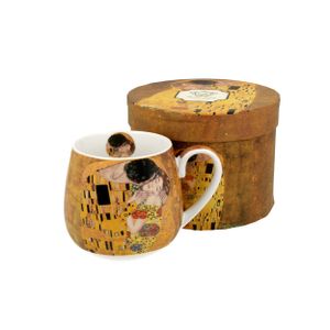 Hrnek PORCELAN Hrnek na kávu a čaj Hnědý hrnek DUO ART GALLERY Klimt 430 ml