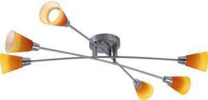 Deckenlampe Dono mit gelb-orangen Lampenschirmen
