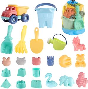 22 Stück Strandspielzeug für Kinder, Kleinkindspielzeug für Strand Sandgrube mit Bucket Spade Castle Formen für 3-10 Jahre alte Kinder Weiches Kunststoffmaterial