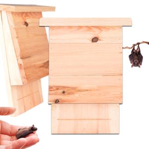 2x Großer Fledermauskasten aus Massivholz - Fledermaus Nistkasten Fledermaushaus : 2 Stück