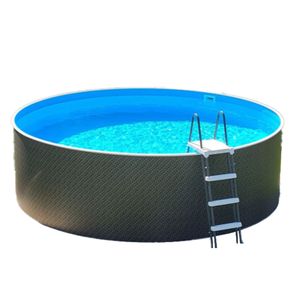 AZURO VARIO RATTAN V4 Stahlwandpool, Ø 460 x 120 cm, Pool, Innenfolie, ohne Filteranlage