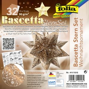 folia Faltblätter Bascetta-Stern "Ornament 1" 150 x 150 mm 32 Blatt kupfer weiß