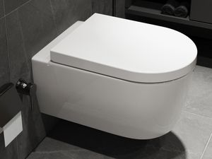 SSWW Spülrandloses Taharet WC inkl. abnehmbarer Softclose Sitz & Beschichtung Dusch-WC Intimdusche Toilette mit Bidetfunktion Shattaf