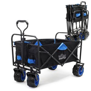 Skladací plážový vozík s extra širokými kolesami a rukoväťou, vhodný na použitie v teréne Plážový vozík