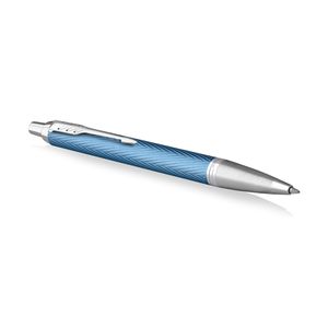 Parker IM Kugelschreiber | Blaugraue Premium-Lackierung mit Chromverzierung | Mittlere Schreibspitze mit blauer Nachfüllmine | Geschenkbox