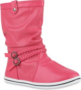 Mytrendshoe Damen Schlupfstiefel Sportliche Stiefel Boots Schnalle 70991, Farbe: Pink, Größe: 41