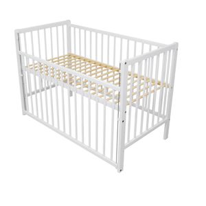 Need Sleep Babybett Martin 120x60 cm Höhenverstellbar - absenkbares Seitengitter - Beistellbett Baby Bed weiß
