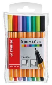 Fineliner - STABILO point 88 Mini - 8er Pack - mit 8 verschiedenen Farben