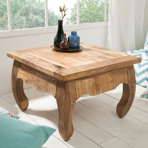 Massiver Couchtisch OPIUM ANTIQUE 60cm natur Mangoholz Sofatisch Wohnzimmertisch Beistelltisch