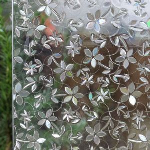 3D ohne Klebstoff Fensterfolie Nachbildungfolie Sichtschutzfolie Blumen Privatsphäre Schutz Fenster Folie für Heim Kueche Buero 45 * 100 cm
