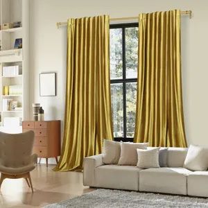 2er-Set Samt Vorhänge Blickdicht, Gold Kräuselband Vorhang, Samtvorhänge Thermovorhänge Verdunkelungsvorhänge Wohnzimmer Schlafzimmer, 132x274cm