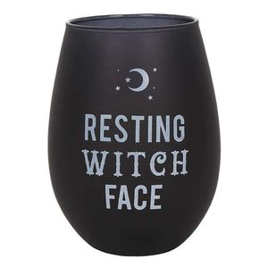 Something Different - Stielloses Weinglas "Resting Witch Face" SD2308 (Einheitsgröße) (Schwarz/Weiß)