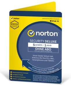 Norton - 1 Jahr und 5 Geräte  - Antiviren Software Version Security Deluxe - PKC - Ohne Abo