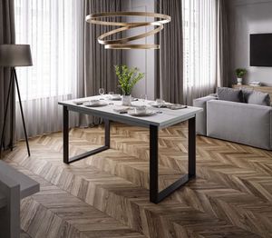 Rozkladací stôl ART 150-198 cm biely matný - čierny / biely matný