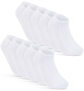 Sneaker Socken Damen & Herren "Premium Sneaker" 10 Paar Atmungsaktiv mit Mesh-Streifen Schwarz Weiß Grau Baumwolle 16510 - Weiß 35-38
