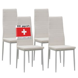 Albatros Jídelní židle MILANO sada 4 kusů, bílá - čalouněná židle s potahem z umělé kůže, moderní stylový design u jídelního stolu Kuchyňská židle nebo židle do jídelny s vysokou nosností až 110 kg