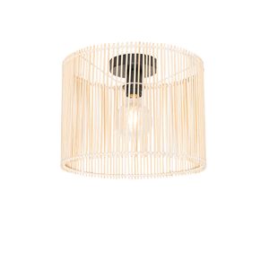QAZQA - Landhaus I Vintage Skandinavische Deckenlampe aus Bambus - Natasja I Wohnzimmer I Schlafzimmer - Bamboo Zylinder - LED geeignet E27