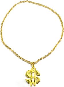 Oblique Unique Goldene Dollar Zeichen Hals Kette Rapper Gangster Millionär Goldkette
