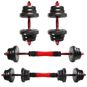 CCLIFE 2in1 Kurzhantel Langhantel 2er Set Hantel Hantelset Dumbbell Gewichte verstellbar, Mit Verbindungsrohr, 2x10 KG,schwarz