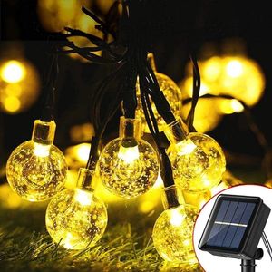LED Lichterkette Außen Solar Lichterkette mit 50er LED Kristallkugeln 8 Meter USB Lichterkette Innen für Garten, Bäume, Schlafzimmer, Kinderzimmer, Hochzeiten, Partys usw. [Energieklasse A+++]