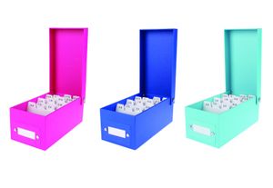 3x Lernbox DIN A8 / Karteikasten / 1200 Karteikarten / je 1x pink, türkis + blau