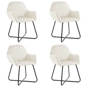 Esszimmerstühle 4 Stk. Creme Samt