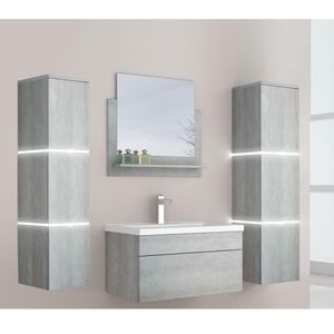 HOME DELUXE - Badmöbel WANGEROOGE BIG XL Grau (HB) Badezimmermöbel Waschbecken Unterschrank Spiegel