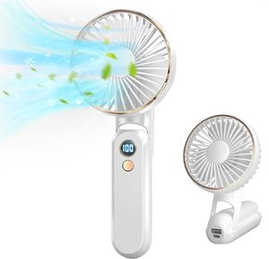 Handventilator, Tragbarer Faltbarer USB Lüfter, 5 Windgeschwindigkeit & 180° Faltbar Mini Ventilator Hand Ventilatoren mit 2000mAh Akku