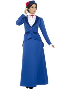 Viktorianisches Kindermädchen Hauslehrerin-Kostüm blau